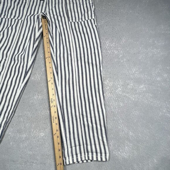 American Eagle Pants Size 10 Blue Striped High Waisted Tapered Leg Cotton - Picture 6 of 10